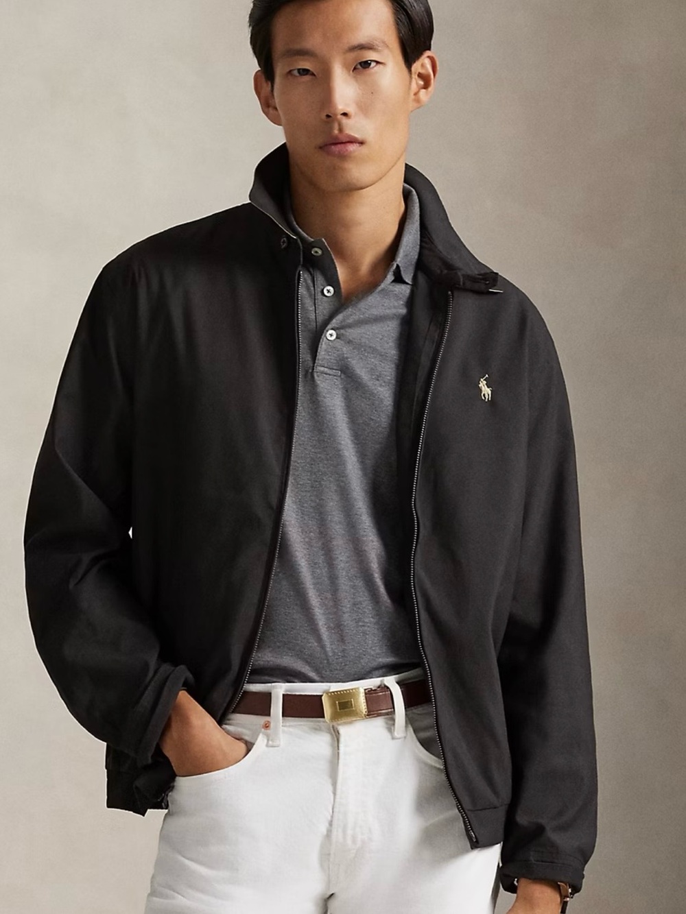 Polo by Ralph Lauren Black Bi swing Jacket with Gold Pony tennis prep nautical